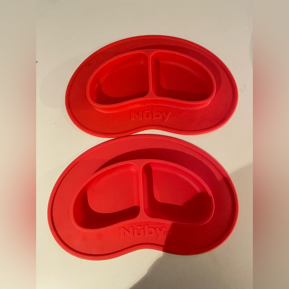 3 for $10- Nuby Red Silicone Sure Grip Miracle Baby Plates